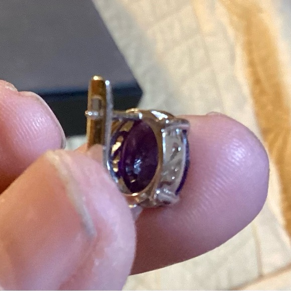 Oval Earrings dark blue sapphire earrings - Picture 3 of 4